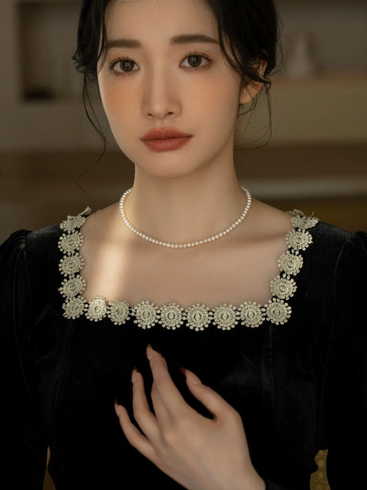 Pearl necklace, female small fragrant wind chain 925 silver stacked wear for mother small pearls