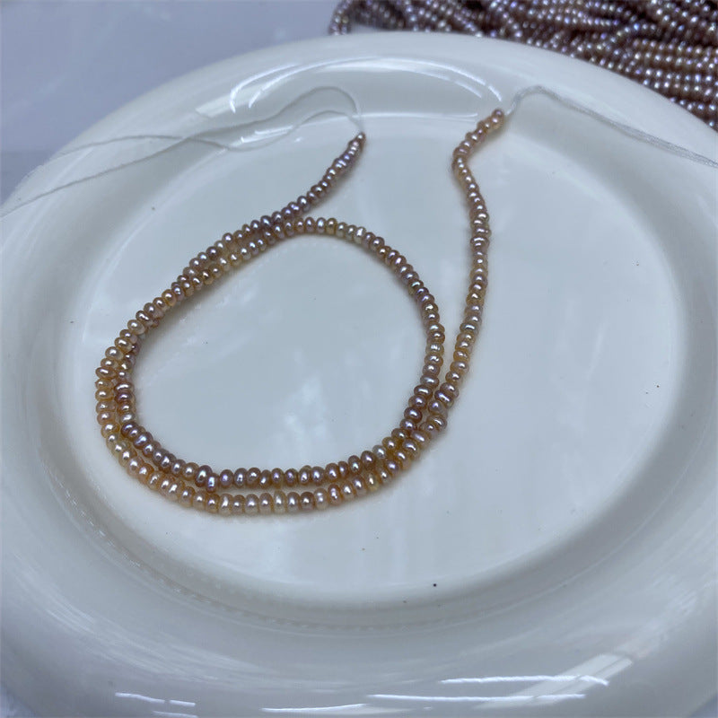 1218 natural freshwater pearls 2-3mm flat beads purple abacus beads necklace work in progress DIY handmade loose beads