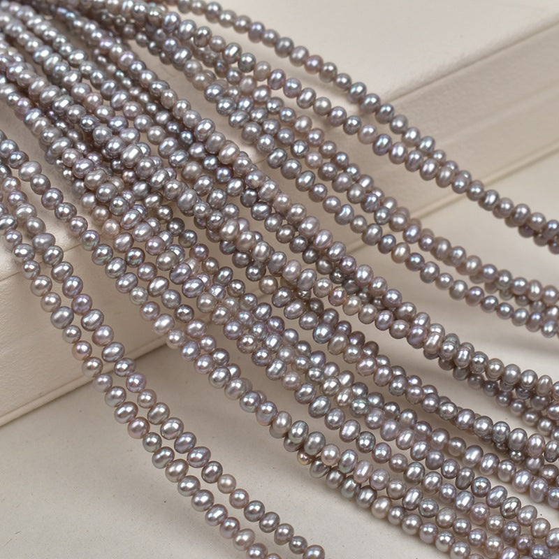 1137 3-4Mm Grey, Pearl Freshwater Pearl DIY Bracelet Necklace work in progress Natural Pearl