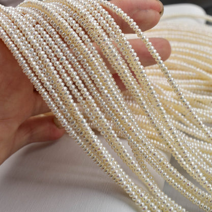 1243 new 2-3mm white, flat beads, white bright uniform freshwater pearl loose beads pearl DIY handmade material