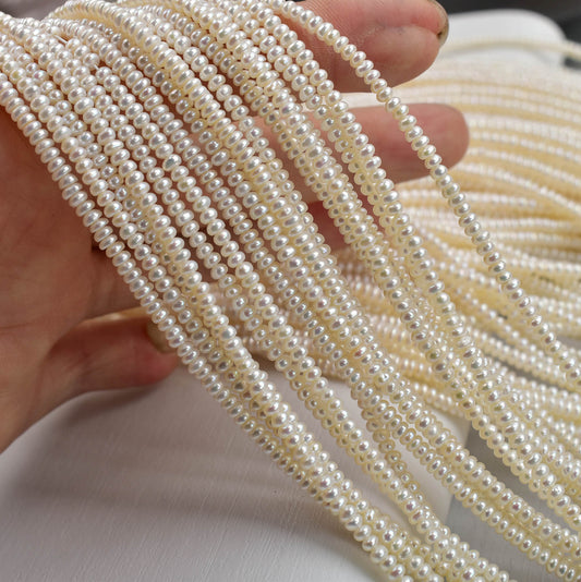 1243 new 2-3mm white, flat beads, white bright uniform freshwater pearl loose beads pearl DIY handmade material