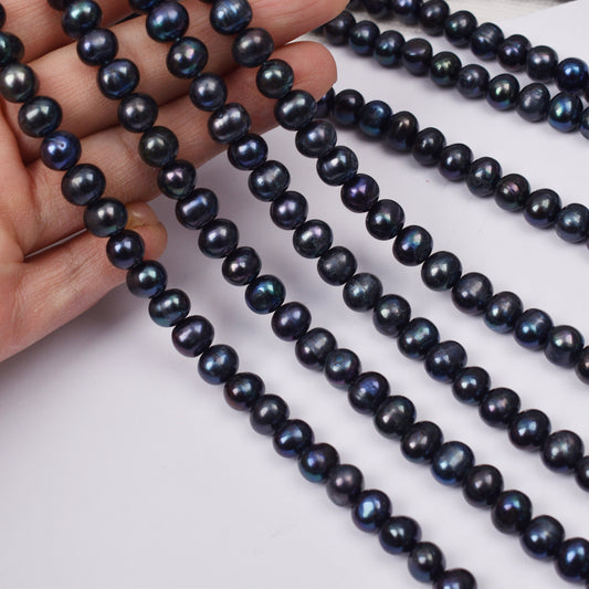 1117 natural freshwater pearl 8-9mm punch black egg-shaped freshwater pearl work in progress DIY handmade materials wholesale