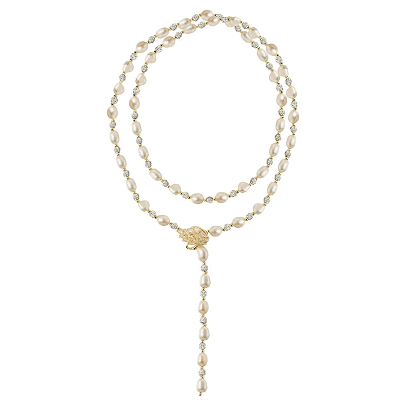 Natural Baroque Pearl Necklace Women's Premium Small Fragrant Wind Autumn and Winter Long Swan Sweater Chain Wear more than one