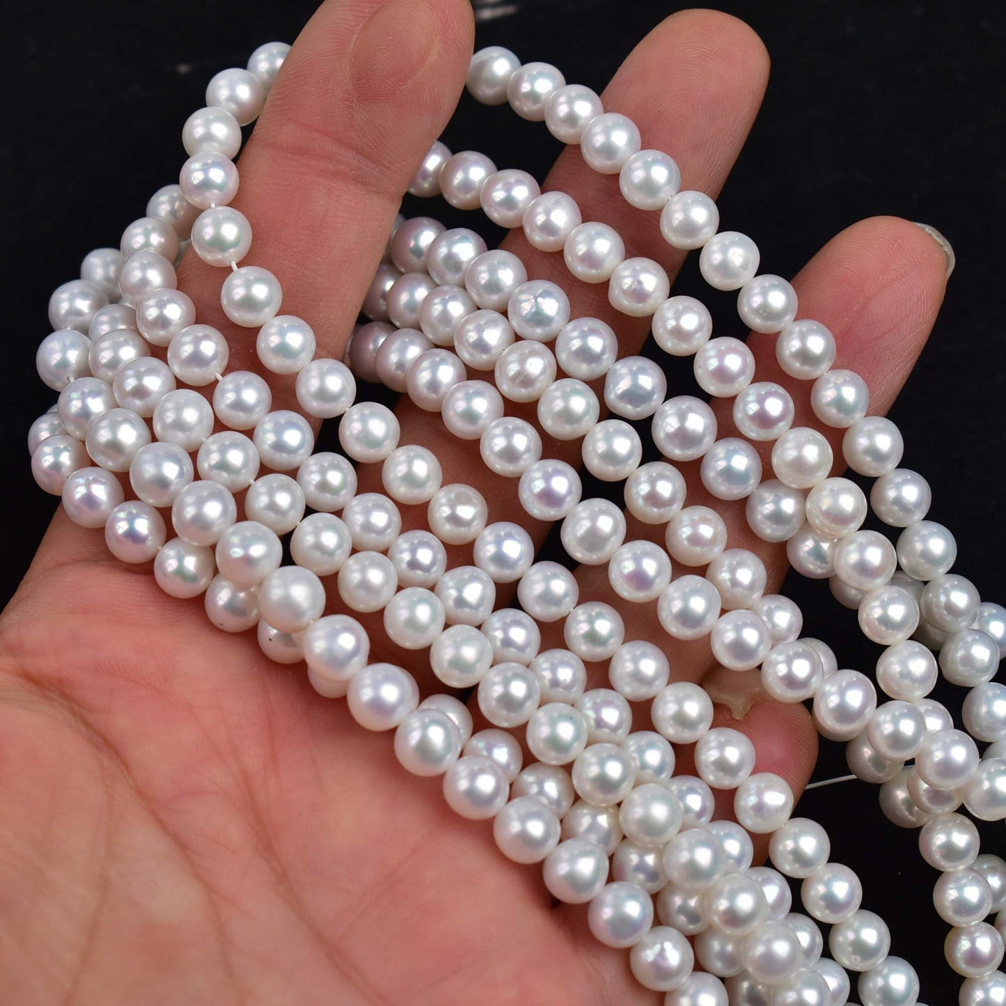 1184 Zhuji nearly round strong light 5-6mm natural freshwater pearl DIY