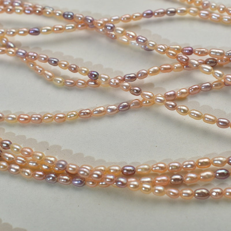 1050 Natural Rice Bead Pearl Necklace  3mm Mixed Color Pearl Loose Beads DIY Material