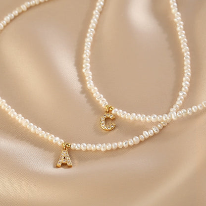 Natural Freshwater Rice Pearl Necklace Ladies Letter Summer