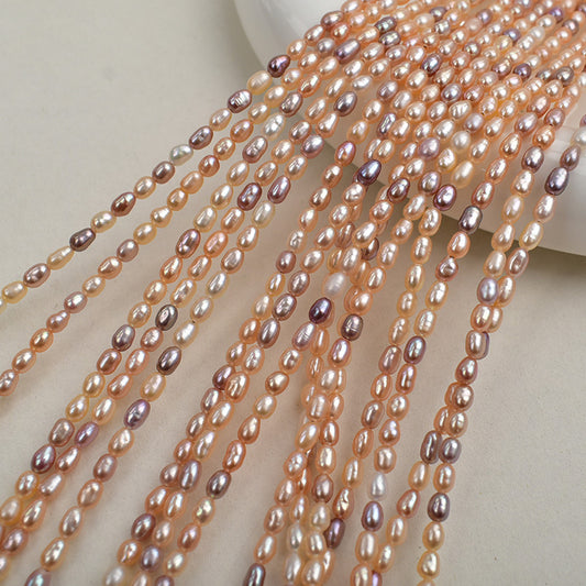 1050 Natural Rice Bead Pearl Necklace  3mm Mixed Color Pearl Loose Beads DIY Material