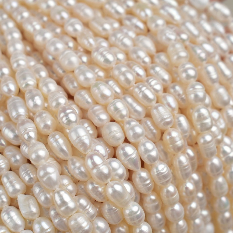 1036 New 5-6mm Threaded Rice Bead Pearl Natural Freshwater Pearl DIY Handmade Jewelry in Stock