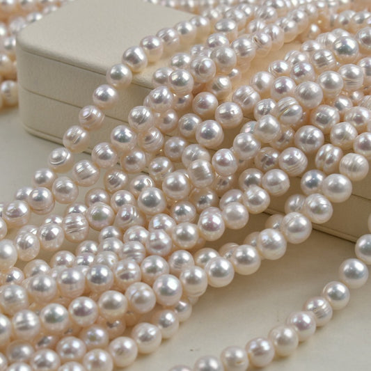 1148 9-10mm Near-Round Natural Freshwater Pearl Loose Beads