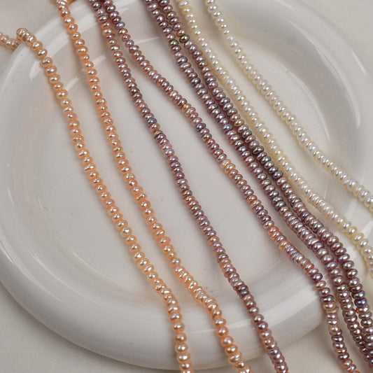 1248 Extended 40cm about 4mm flat beads, natural freshwater pearl DIY jewelry