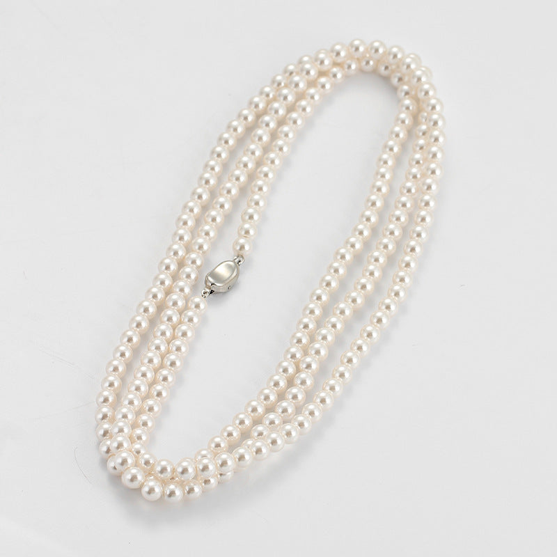 120Cm Pearl Necklace, Wear More Fa Zhengyuan Imitation  + Chain Stacked, Wear Women's Long Sweater Chain