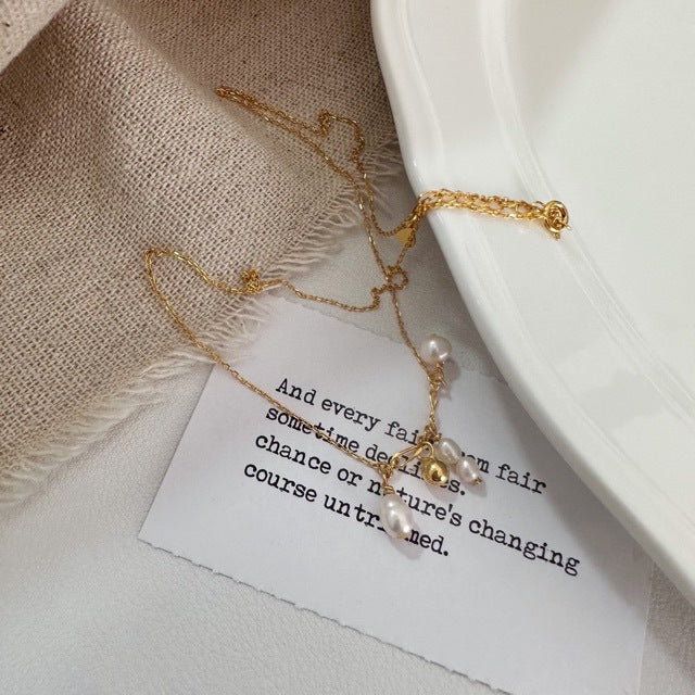 Natural special-shaped freshwater pearl necklace Personalized design Clavicle casual women's style