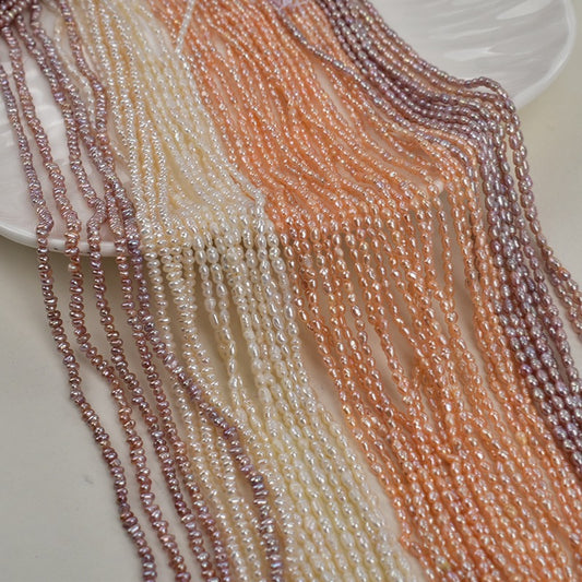 1197 2-3Mm natural freshwater pearl necklace work in progress purple beads