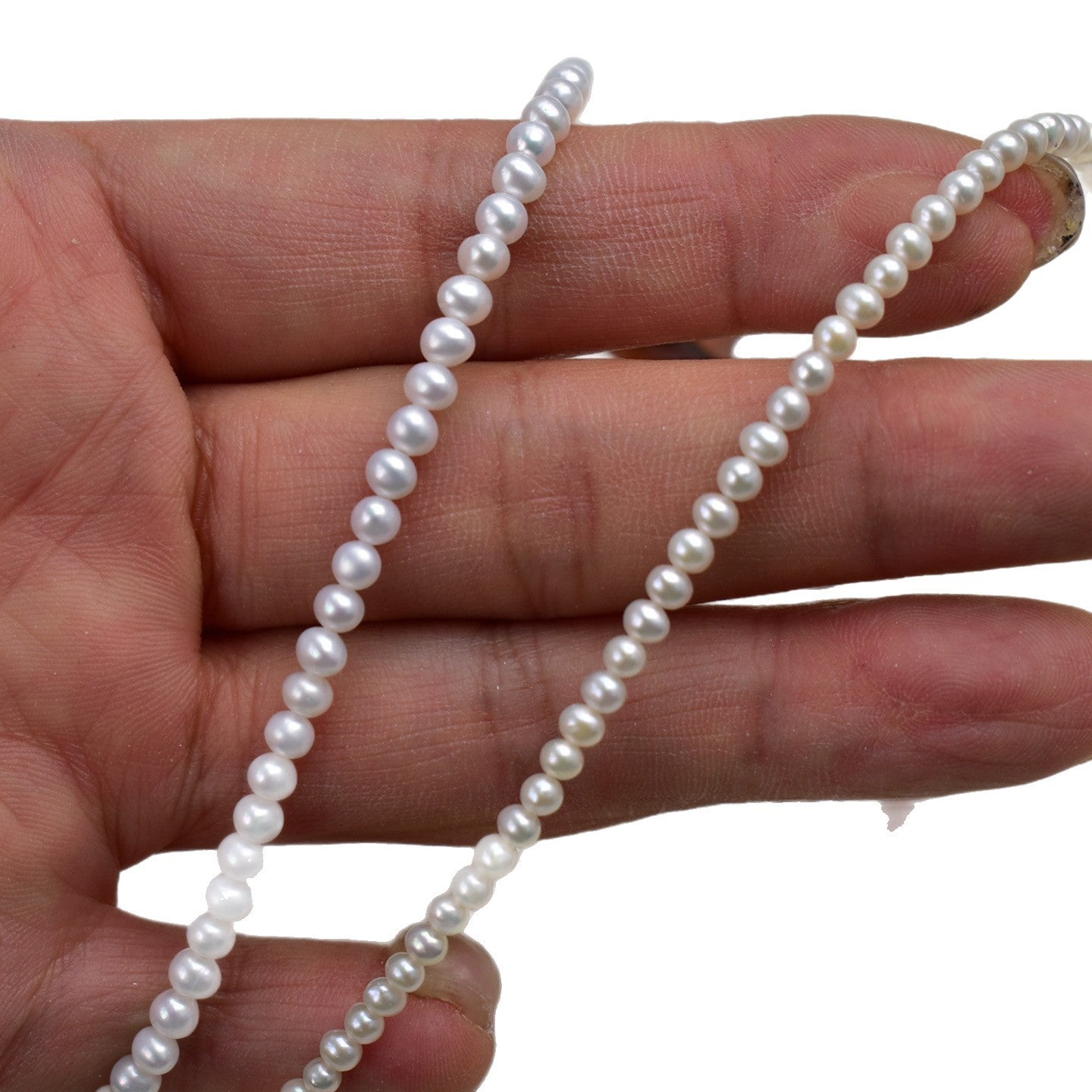1118 natural freshwater pearl 3-4mm near round necklace work in progress DIY round pearl loose bead jewelry accessories wholesale