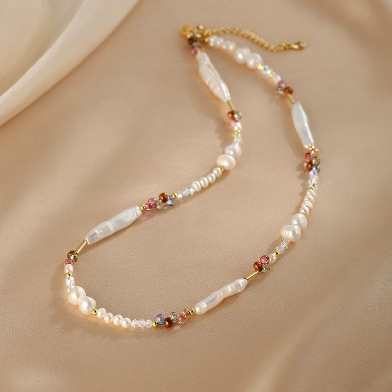 Natural Baroque Pearl Bracelet Necklace Set Colored Necklace