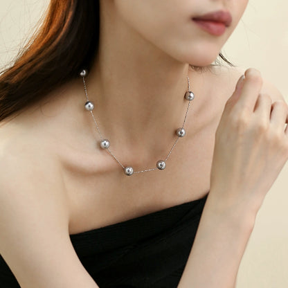 Real much hemp gray  pearl necklace women's French gypsy beaded long sweater chain