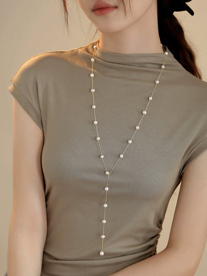 Natural Pearl Necklace Women's French Premium Gypsy Autumn and Winter Long Sweater Chain Stacked Wear Multi-Wear Chain