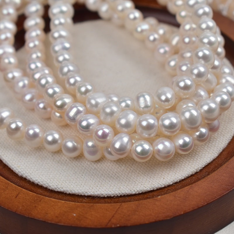 1147 6-7Mm natural freshwater pearl strong light potato round work in progress necklace DIY handmade material