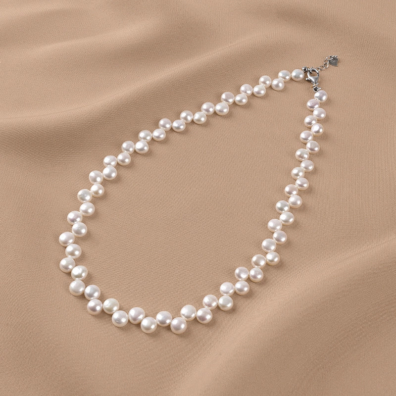 Natural freshwater pearl necklace strong light bread beads Mickey wheat ear collarbone chain women's XL075