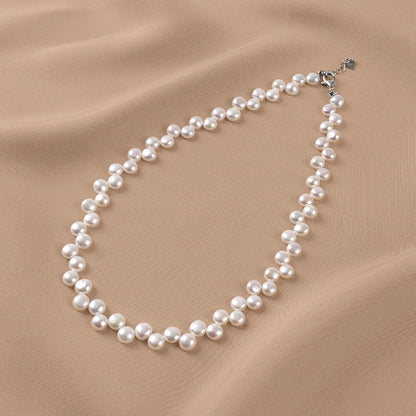 Natural freshwater pearl necklace strong light bread beads Mickey wheat ear collarbone chain women's XL075