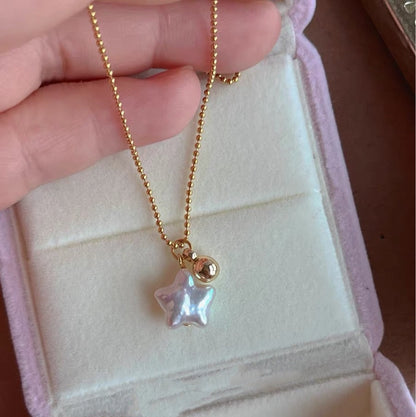 Natural Baroque Five-pointed Star Baroque Pearl Necklace Design Sense Earrings Unique