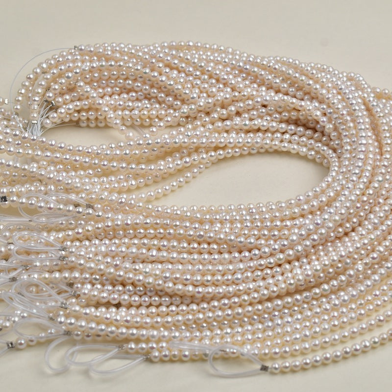 1172 4-5Mm Near Round Pearl, Natural Freshwater Pearl DIY Beaded Necklace Bracelet Accessories