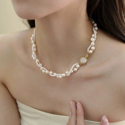 Pearl Necklace Ladies Premium Double Winding Twist French European and American Fritillary Love