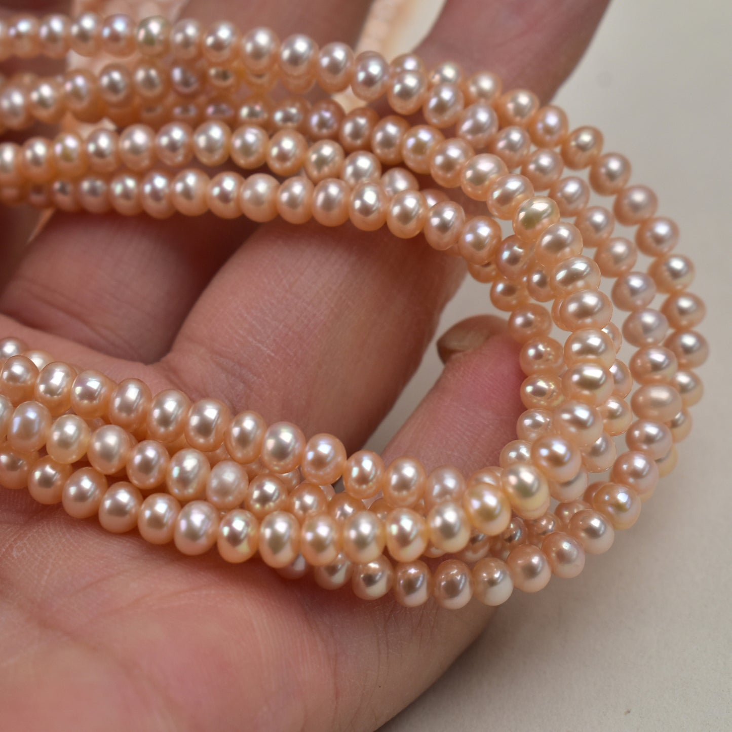 1222 4-5mm seedless freshwater pearl strong light flat bead DIY loose bead