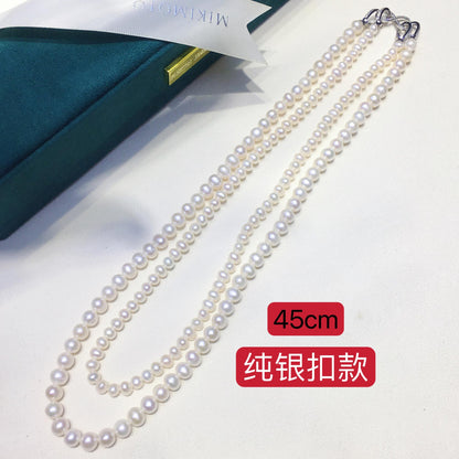 four seasons evergreen Japanese double-layer one wear more freshwater pearl necklace sweater chain