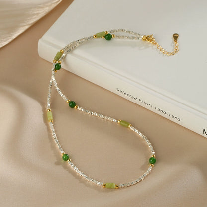 S925 sterling silver broken silver necklace natural chalcedony light luxury niche neck chain high-end new retro collarbone chain