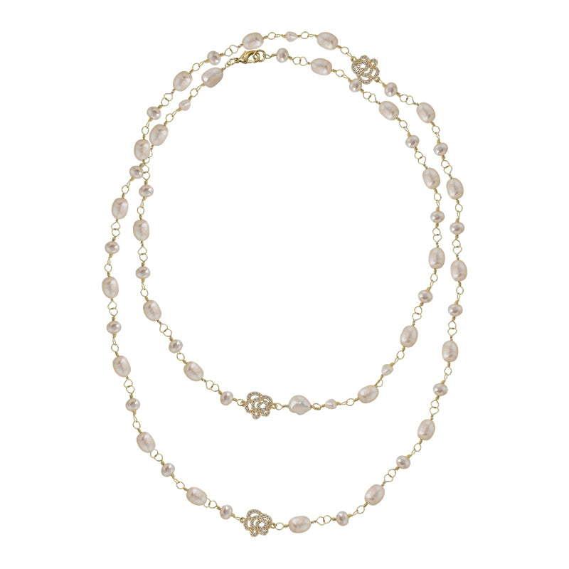 French natural baroque pearl necklace, women's rose long sweater chain, one wear more