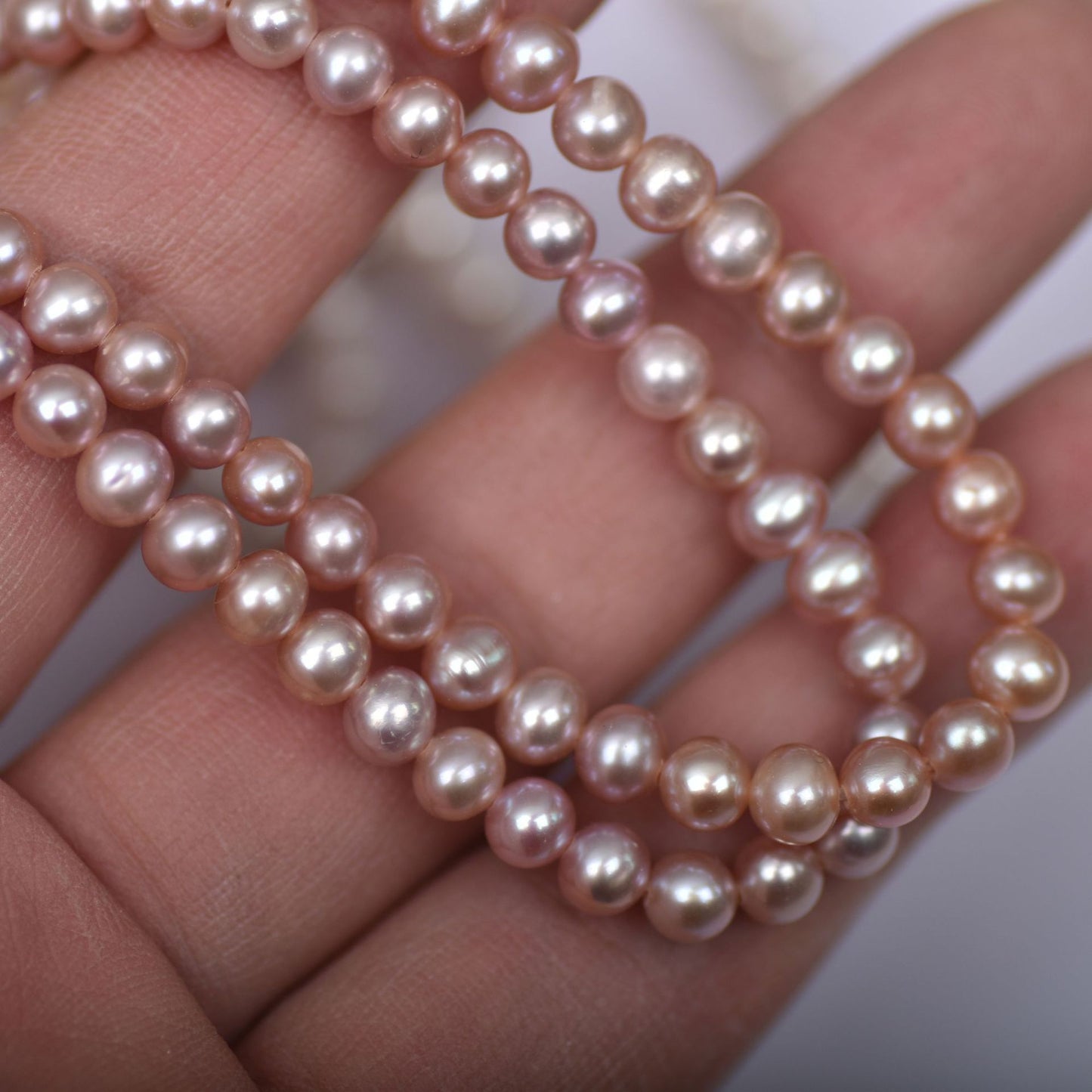 1134 Natural Freshwater Pearl 4-5mm Egg Type Near Round Bead Rare Purple Beaded Loose Bead DIY