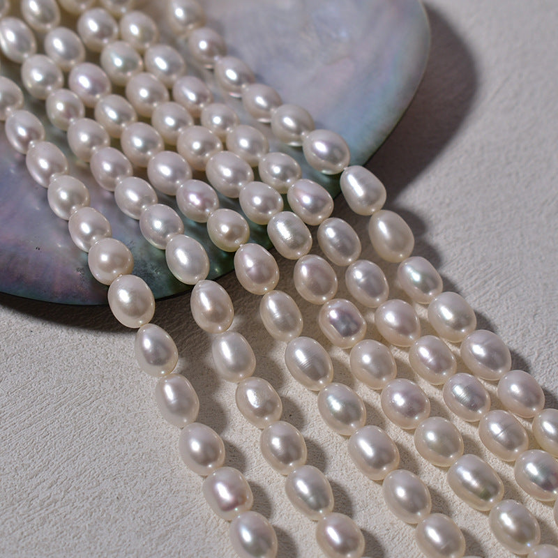 1037 Strong Light 7-8mm Rice Beads White DIY Necklace Accessories Wholesale Accessories