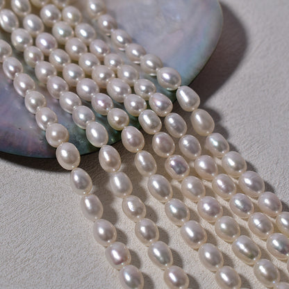 1037 Strong Light 7-8mm Rice Beads White DIY Necklace Accessories Wholesale Accessories