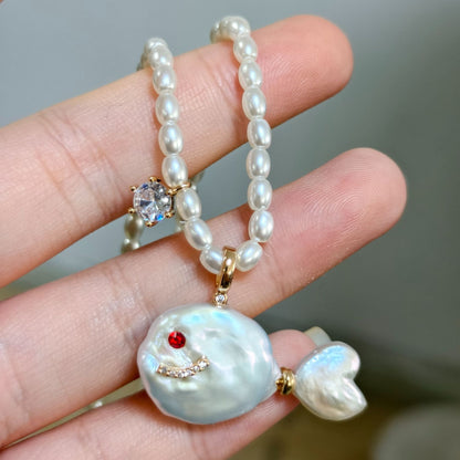 Ocean natural pearl pendant cute pearl fish