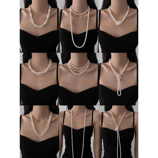 120Cm Pearl Necklace, Wear More Fa Zhengyuan Imitation  + Chain Stacked, Wear Women's Long Sweater Chain