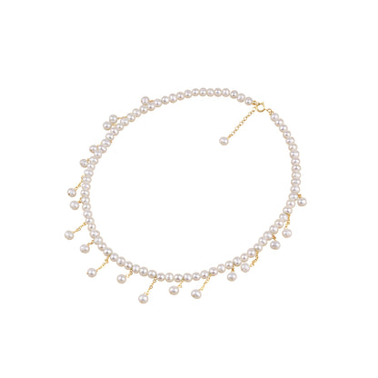 Gold Tassel Collarbone Chain Natural Freshwater Pearl Necklace ins Style Gold Wrapped Women's Collar XL043