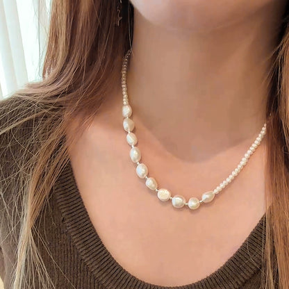 Mr. He natural necklace lady gradual change baroque bead design sense