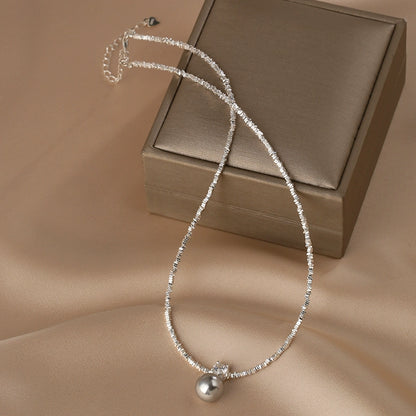 S925 Silver  Zhengyuan Single Pearl Pendant Necklace Ladies Exquisite Flash Diamond