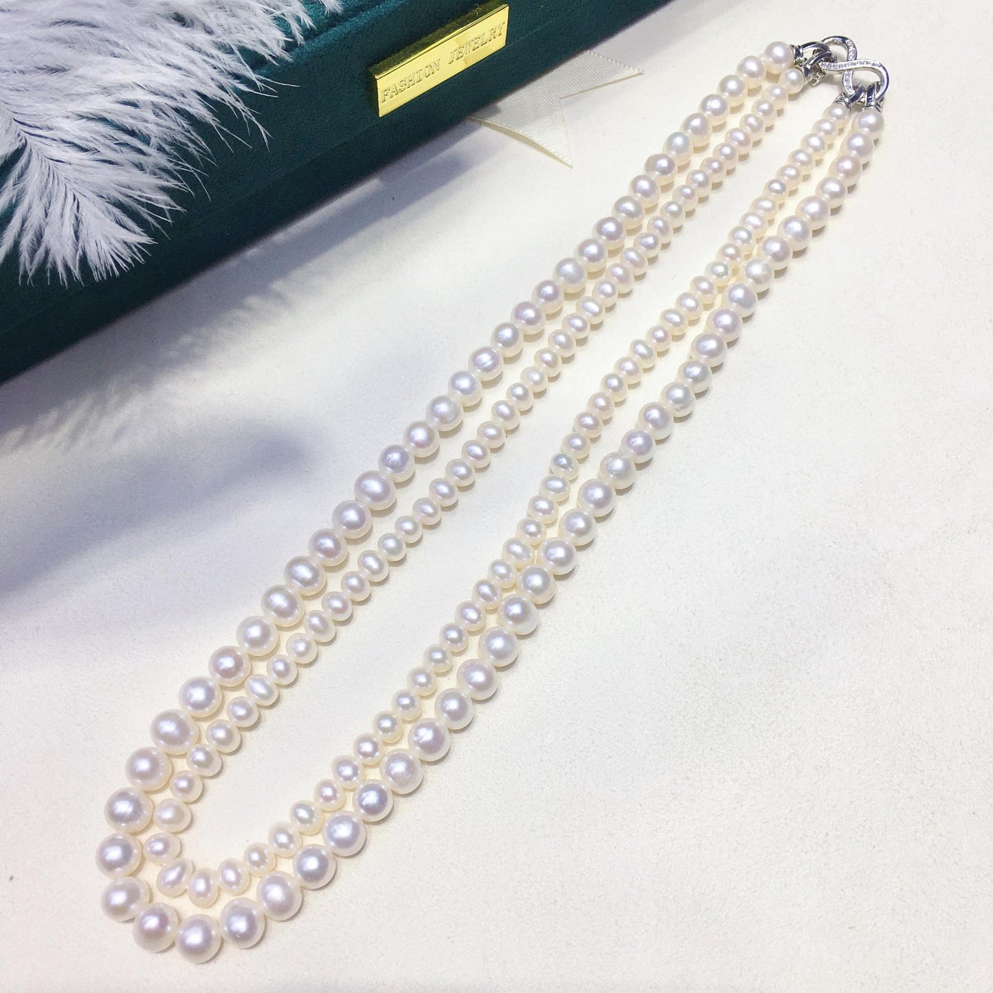 four seasons evergreen Japanese double-layer one wear more freshwater pearl necklace sweater chain