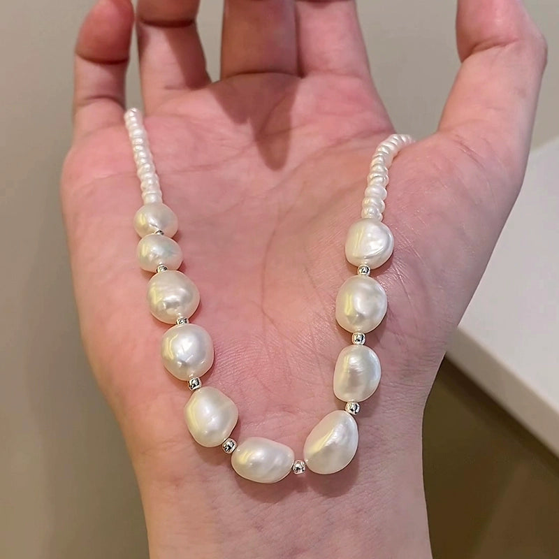 Mr. He natural necklace lady gradual change baroque bead design sense