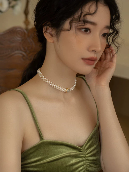 Natural Pearl Choker Necklace Chain Women's New Collar