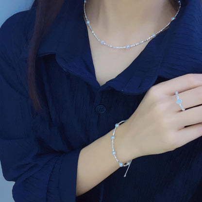 S925 sterling silver gypsy tian ran freshwater pearl necklace bracelet ring