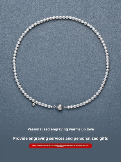 Necklace Ladies Positive Round Extremely Strong Light High-grade Natural Freshwater Baby Pearl Full Bead Chain