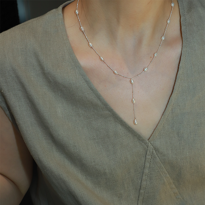 S925 sterling silver  pearl necklace femininity fashion  chain