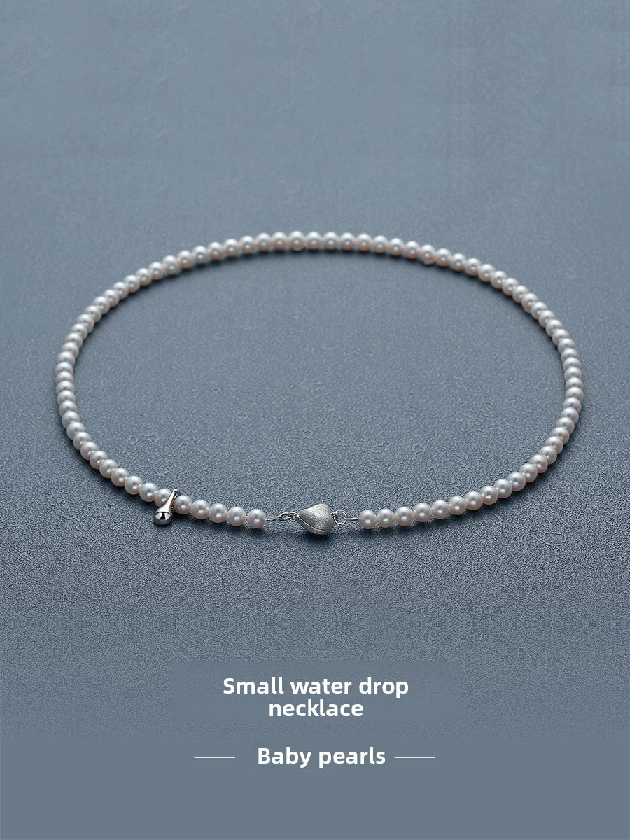 Necklace Ladies Positive Round Extremely Strong Light High-grade Natural Freshwater Baby Pearl Full Bead Chain