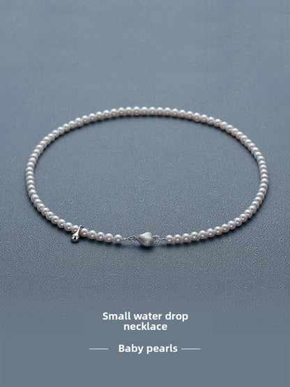 Necklace Ladies Positive Round Extremely Strong Light High-grade Natural Freshwater Baby Pearl Full Bead Chain