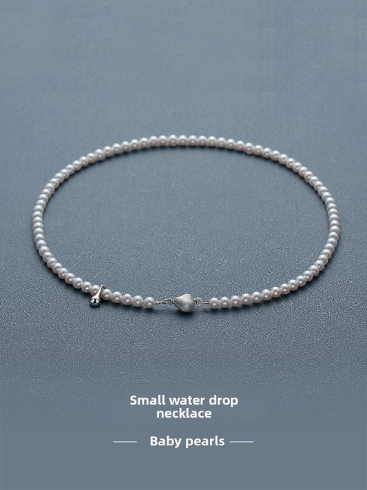 Necklace Ladies Positive Round Extremely Strong Light High-grade Natural Freshwater Baby Pearl Full Bead Chain