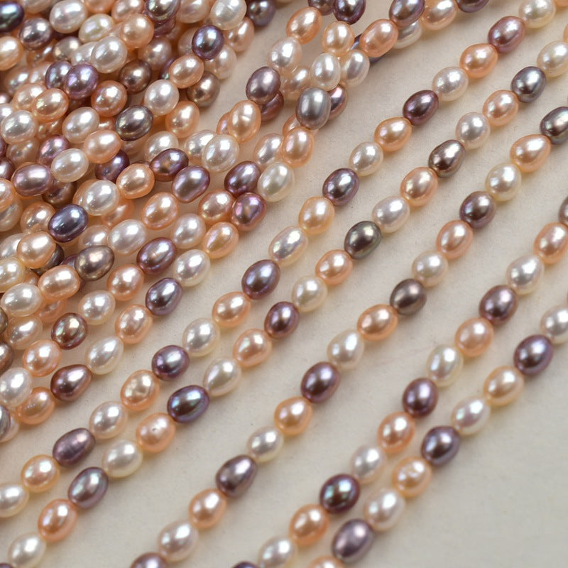 1055 4-4.5 mm Natural Freshwater Pearl Mixed Color Rice Beads