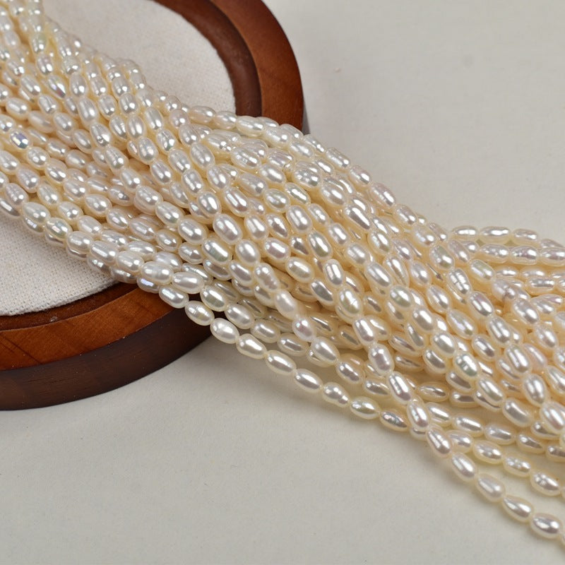 1015 Zhuji pearl 39cm natural pearl 3-3.5 m light grain rice beads loose beads handmade freshwater pearls seedless beads